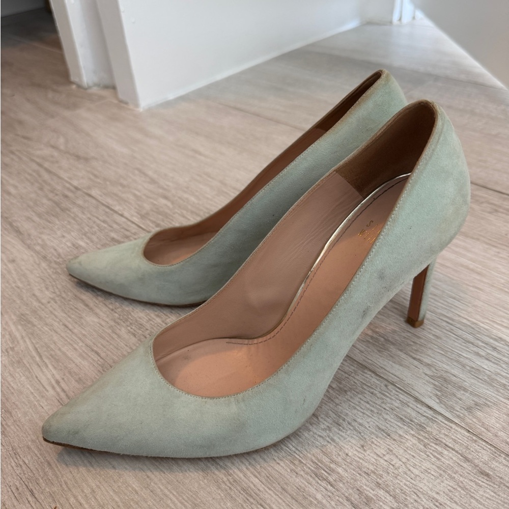 Stuart Weitzman Power 85 Pump Light Green Suede Heels